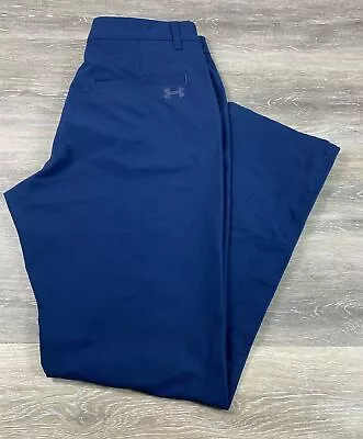 Under Armour Men's Size 34X32 UA Golf Pants Gray 1350053 100% Polyester Navy EUC • $19.99