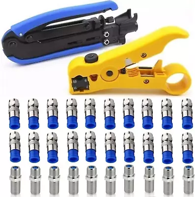 Coaxial Compression Tool Coax Cable Crimper Kit Adjustable Rg6 Rg59 Rg11 75-5 75 • $37.97