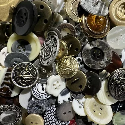 COOL MIX! 100 Pcs MIXED LOT Of OLD-VINTAGE & NEW Buttons ALL TYPES & SIZES • $9.99