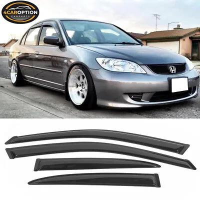 Fits 01-05 Honda Civic Sedan Window Visors Rain Sun Guard Vent 4Pc Set • $26.98