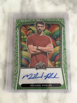 Michael Phelps 2024 Leaf Metal St  Patricks Paddy's Day Auto /3 Pots Of Gold • $495