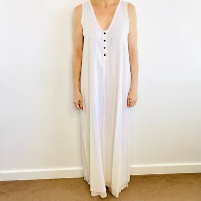 KJ Kirrily Johnston Size 2 8 10 12 S White Cotton Sleeveless Maxi Dress • $99