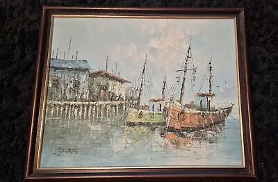 Oil Painting Harbour Scene Signed JONES • £0.99