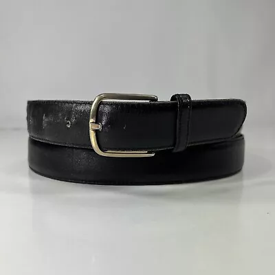 Vintage Black Top Grain Cowhide Dress Belt - Made In USA - Men's Size 42 • $11.20