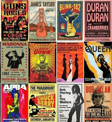 Music Posters Rock Band Gig Concert Poster Wall Art Best Picture Prints Man Cave • £6.99