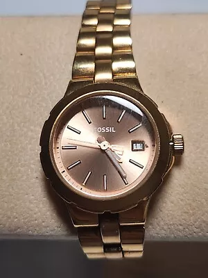 Fossil AM4402 Ladies Sylvia Stainless Steel Rose Gold Tone Watch New Battery • $20