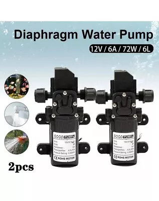 72W 12V Water Pump High Pressure Diaphragm Self Priming 130PSI 6L RV Caravan 6A • £19.19