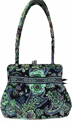 Vera Bradley Blue Rapsody Alice Purse Kiss Lock Blue/green Pattern Pre Owned • $23.95