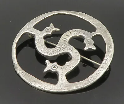 MOMA 925 Silver - Vintage Modernist Overlapping Fish Motif Brooch Pin - BP9391 • $118.18