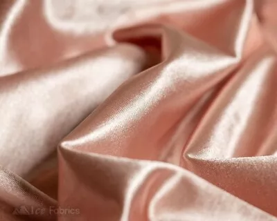 £13.54 • Buy Blush 4 Way Stretch Silky Satin Fabric By Yard Thick Satin