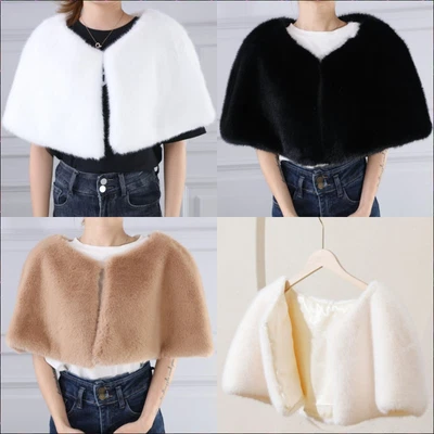 £25 • Buy Women Sleeveless Fur Cape Shawl Bridal Bridesmaid Shoulder Shrug Wrap Waistcoat