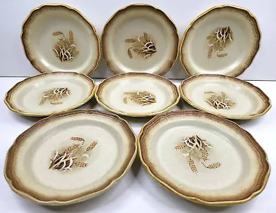 8 Mikasa Granola Salad Plates Set Vintage E8001 Whole Wheat Brown Dish Japan Lot • $79.87