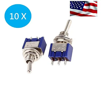 US 10 X Mini 6A 125V AC SPDT MTS-102 3Pin 2 Position On-on Toggle Switch Practic • $4.49