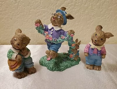 3 Vintage Easter Rabbit Figurines ~ Mervyns ~ 1995 ~ Good Used Condition  • $7.98