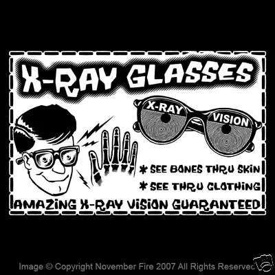 $18.99 • Buy X-Ray Glasses Specs American Novelty Geeky Monster Kid Comic Ad Shirt NFT353
