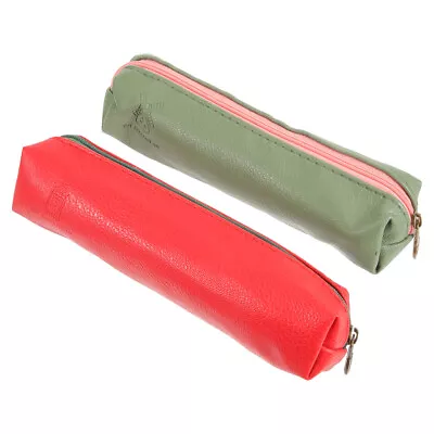  2 Pcs Pencil Holder Case Stationery Box For Boys And Girls Color Matching Pu • £6.99