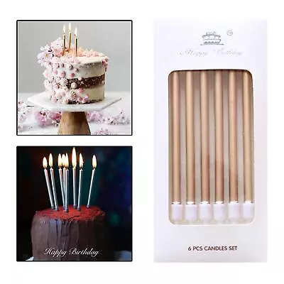 6x Birthday Candles Tall Cake Toppers Long For Party Anniversary Photo Props • £4.01