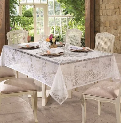 $17.99 • Buy White Lace Tablecloth With Classic Victorian Pattern In Round Or Rectangle