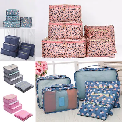 6PC Packing Cubes Luggage Storage Compression Organiser Travel Suitcase Bags Kit • £1.99