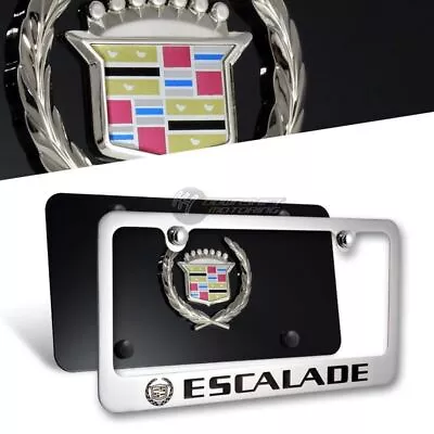 Cadillac ESCALADE License Plate Frame Stainless Steel - 2PCS Front & Back W/ Cap • $61.88