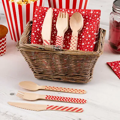 Wooden Or Plastic Party Cutlery - Includes Knife Fork Spoon - Lots Of Colours • £5.15