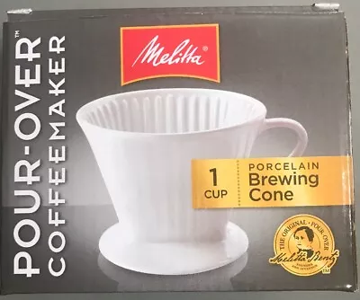 Melitta Porcelain Brew Cone Pour-Over Coffee Coffeemaker White Starter Filter #2 • $19.98