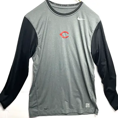 CINCINNATI REDS Nike Shirt Mens Sz Med MLB Long Sleeve Fitted Pro Combat Dri-Fit • $29