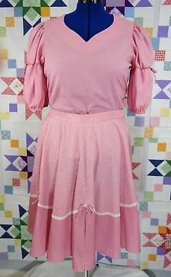Vintage Partners Please Malco Modes PINK Square Dance Skirt Top Set Large Outfit • $39.99