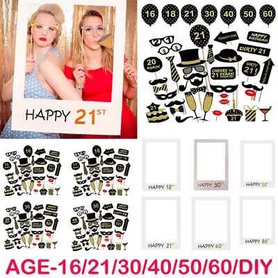 £3.69 • Buy Happy Birthday 18/21/30/40/50th Photo Frame Booth Props Selfie Party Decoration