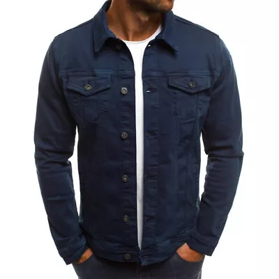 Mens Casual Denim Loose Fit Button Cotton Jacket Jeans Jackets Coat Outwear  Siz • $20.46