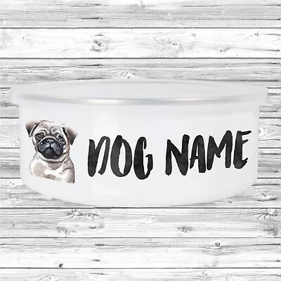 Personalised Watercolour Name Pet Bowl 92 Dog Breeds Food Water • £16.49