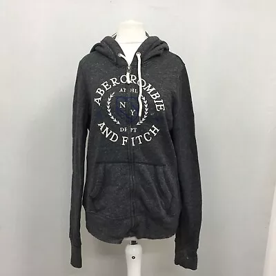 Abercrombie & Fitch Hoodie Womens Uk Large Full Zip Grey (L) • £9.99