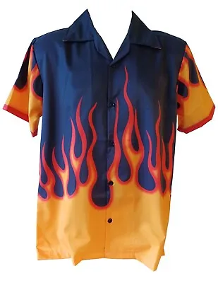 GUY FIERI SHIRT / COSTUME Flames Hawaiian Button Down Shirt Fire Chef - SIZE XL • $24.99