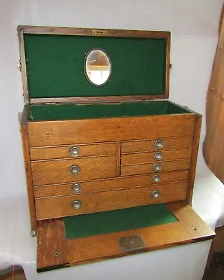 Antique / Vntg UNION Tiger OAK MACHINIST CHEST ~ Mod. B  ~ Clean Minty Condition • $650