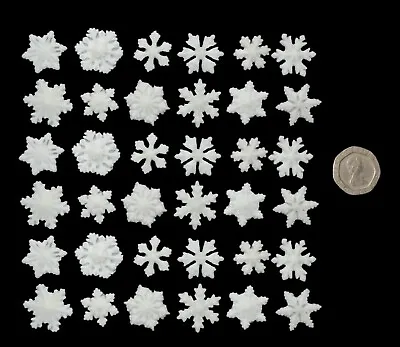 £8.49 • Buy 36 X Edible 3D Small Snowflakes, Cake, Cupcake Toppers Decorations