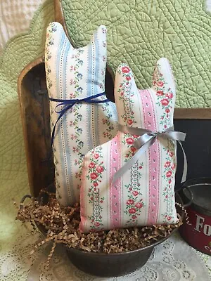 Vintage Pillow Ticking Set Of 2 Cat Pillow Tucks ~ Blue Ticking & Pink Ticking • $18.50