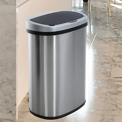 Trash Can 13 Gallon Garbage Can Metal Kitchen Auto Trash Can Trash Bin With Lid • $57.28