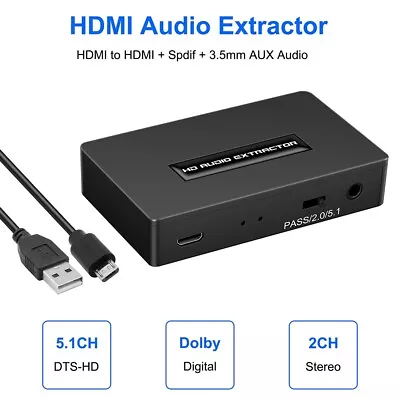 HDMI Audio Splitter 1080P60HZ 3.5mm Audio Adapter Converter With Spdif Output • $10.89