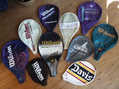 9 Vintage Tennis Racquet Head Covers Case Lot Victor Wilson Dunlop Davis Kennex • $15.99