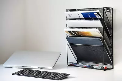 £15.95 • Buy Strong Wall Mounted 6 Tiers Magazine Literature Holder Rack Hanging File Paper