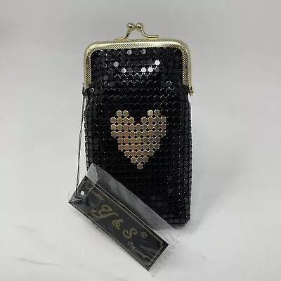 Vintage Metal Mesh Gold Heart Cigarette Case Purse Or Coin Purse • $12.95