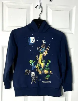 Minecraft Boys Hooded Sweatshirt Size Youth 10/12 Navy Official Mojang Item • $13.99