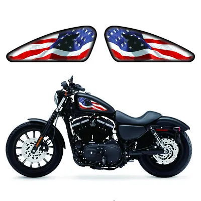 One Pair Harley Metallochrome ”USA”  Fuel Tank Decals Emblem Badges Set • $24.59