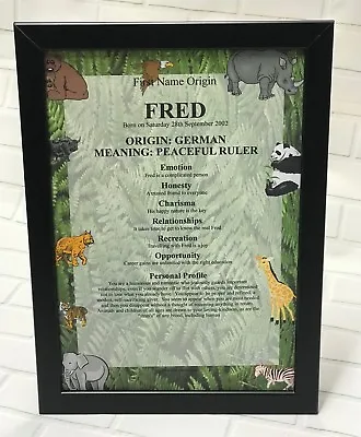 First Name Meaning Certificate-Gift Present Baby Child Adult Birthday Jungle • £3.25