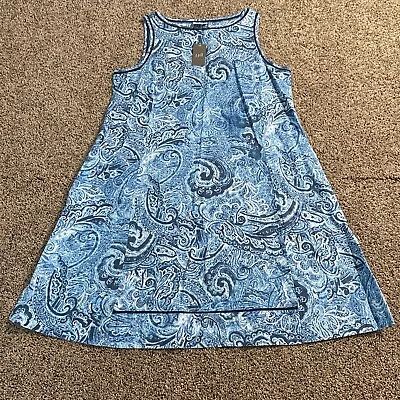 J Jill Love Linen A-Lined Sleeveless Paisley Print Dress Size Medium NWT 0009 • $32.99