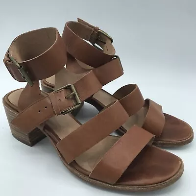 Madewell Quinn Block Heel Sandals Women’s Sz 6.5 Brown Leather Gladiator Stack • $19.99