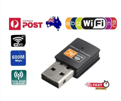 Dual 600Mbps USB WiFi Wireless Dongle AC600 Lan Network Adapter 2.4GHz 5GHz • $9.95