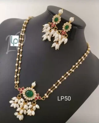 $35.79 • Buy Indian Bollywood Bridal Pearl Traditional CZ Necklace Gold Earirngs Jewelry Set