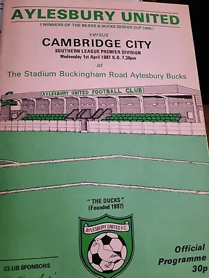Aylesbury V Cambridge City Football Programme 1986/8  • £1.25