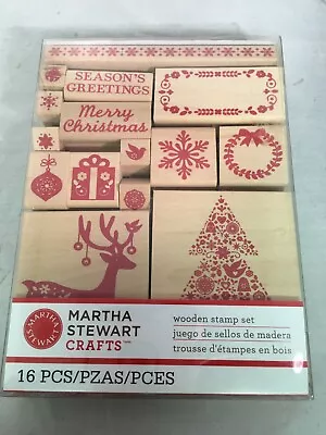 MARTHA STEWART CRAFTS CHRISTMAS WOOD STAMP SET Christmas Rubber Stamps • $19.99
